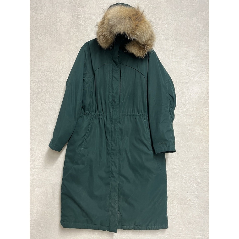Cabela's Womens Large Gore-Tex Thinsulate Long Parka Coyote Fur Hood Green